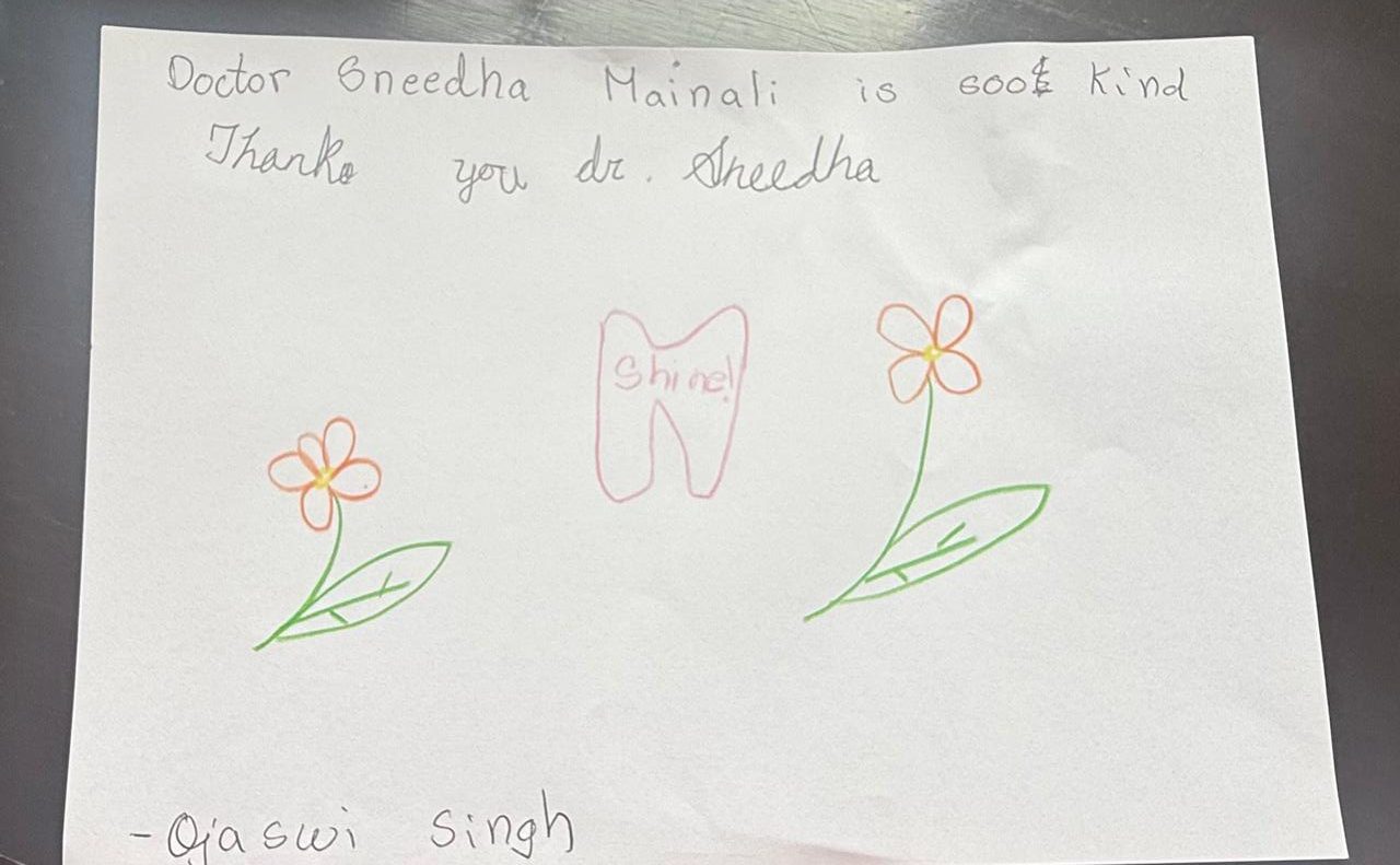 Kids Testimonial hand written for the Shine Dental